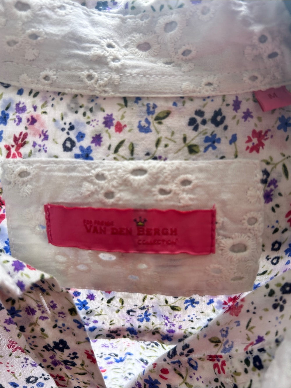 Van Den Bergh White Floral Eyelet Blouse